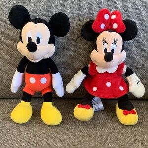 Disney Store 9” Mickey and Minnie Plush Dolls Toys